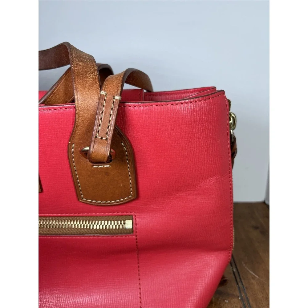 Dooney & Bourke Morgan‎ Satchel Red Handbag Saffiano Leather Shoulder W/Dust Bag